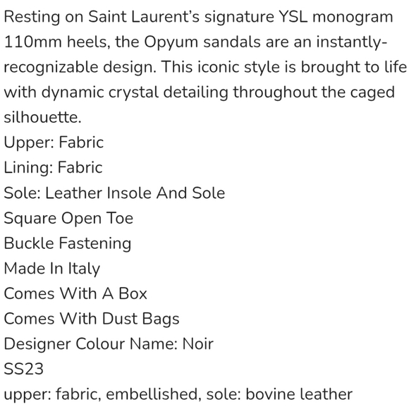 💯 Authentic Saint Laurent Opyum Crystal Black Strappy Sandals - Picture 14 of 17